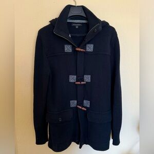 Banana Republic Men's M black Merino blend zip hoodie sweater w/ Toggle Buttons